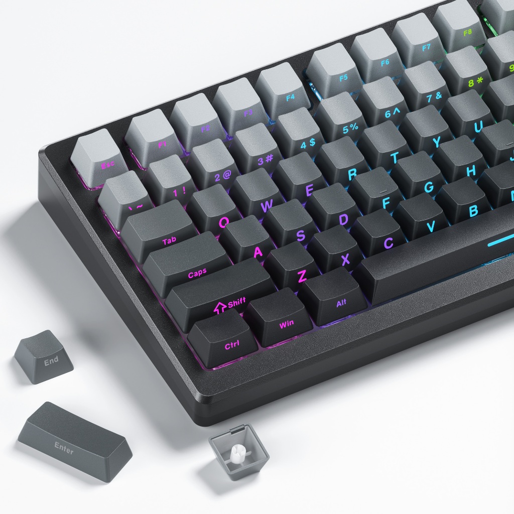 XVX Gradient Keycaps Màu trơn đơn giản PBT OEM Profile Side Print Double Shot Xám Đen Tím Xanh Hồng 