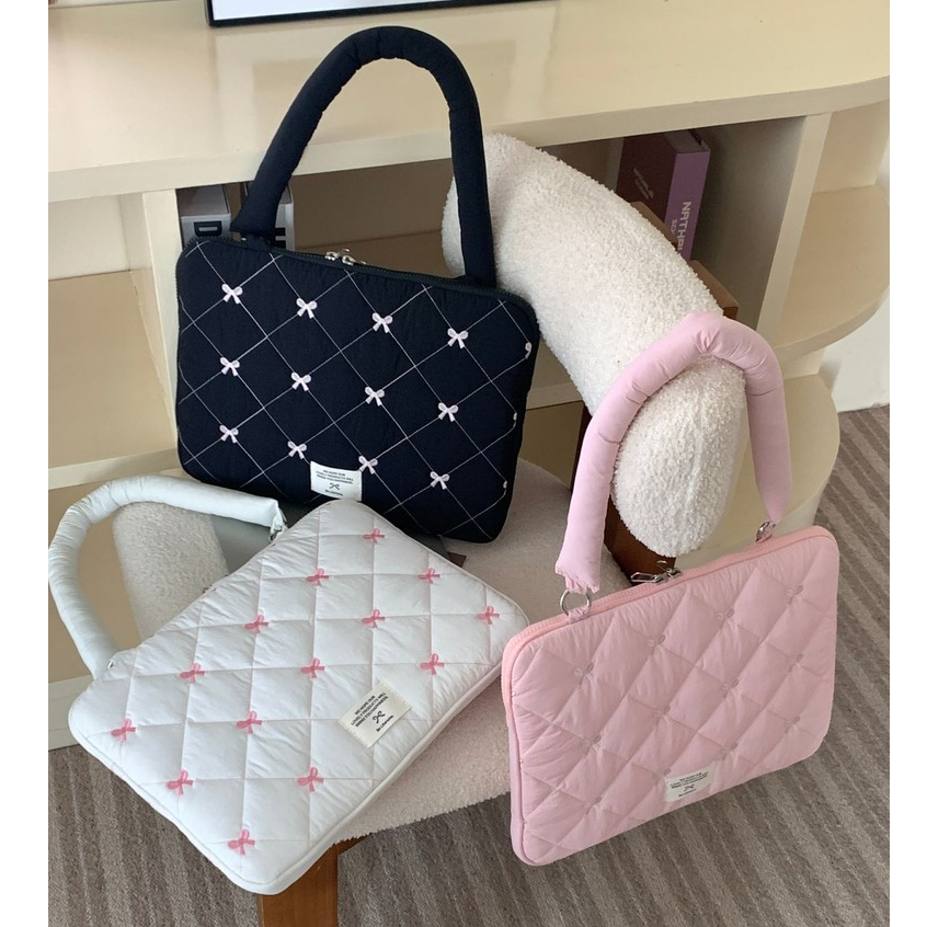 Túi đựng laptop máy tính xách tay Ins Bow Vai Vỏ bảo vệ máy tính bảng chống sốc cho 13.3 13,6 14.1 15 15.6 Inch