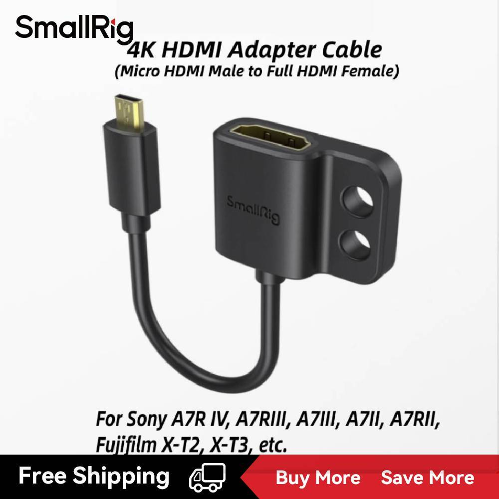 SmallRig Cáp Chuyển Đổi HDMI 4K Siêu Mỏng Đầu Cái HDMI Loại A Sang Đầu Đực Micro-HDMI Loại D (D Sang