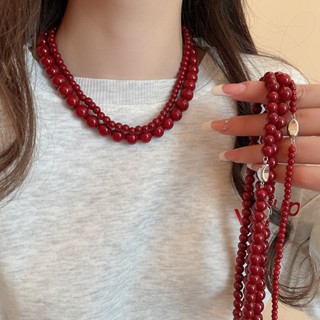 Vòng cổ đính cườm thủy tinh đỏ Ankola dành cho nữ thiết kế thời trang đơn giản cảm giác chuỗi xương đòn thích hợp trang sức cao cấp bán buôn