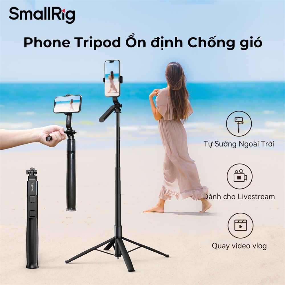 SmallRig Tripod 4 chân 185CM chống gió cho điện thoại, DSLR, Action camera 4668