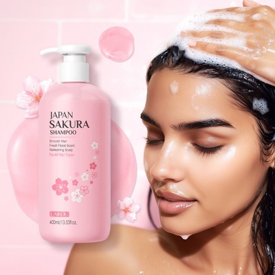Laikou Sakura Dầu Gội Sửa Chữa Chia Đầu Cho Tóc Hư Tổn Dầu Da Đầu Tăng Cường Tóc 400ml
