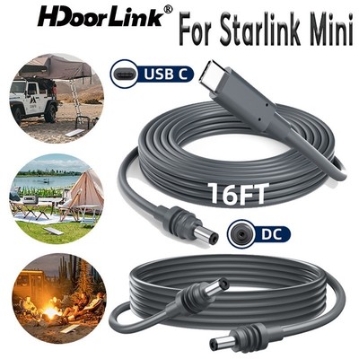 Cáp Mini HdoorLink Starlink Type-C / DC sang DC 100W Cáp nguồn 16FT Thay thế chống nước Starlink Cáp Mini cho Starlink Mini