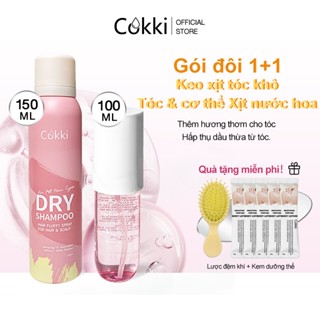 Cokki 100ml Nước hoa nữ cao cấp +Dầu gội khô 150ml,không cần rửa sạch,Xịt gội khô Dầu gội khô dạng xịt dầu gội đầu khô nữ không bết dính phồng tóc