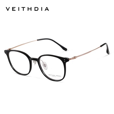 Veithdia Titan Đền Kính Khung Với Hộp Đựng Kính Miễn Phí Cho Nam Nữ Thời Trang Ánh Sáng Xanh Chặn Kính Khung V7126