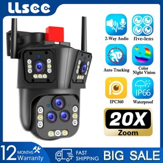 LLSEE - Camera 5 mắt không dây ngoài trời không thấm nước 20MP 10K cctv wifi camera giám sát 360 20X zoom quang theo dõi di động cuộc gọi hai chiều tầm nhìn ban đêm màu