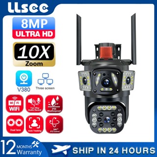  LLSEE V380 4K 2 Mắt 8MP 10X Zoom 4G SIM Card Camera không dây WIFI ngoài trời 360 độ Camera IP không thấm nước ptz Camera thông minh theo dõi chuyển động Màu Tầm nhìn ban đêm Hai chiều Nói chuyện 