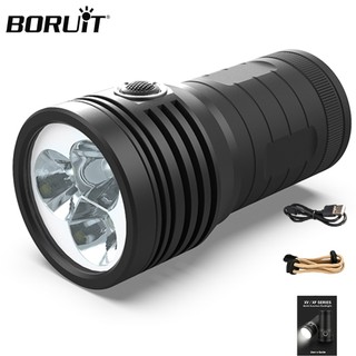  Boruit 30W Đèn pin LED mạnh mẽ 2000LM 4800Amh Đèn pin siêu sáng USB Đèn pin chống nước có thể sạc lại 