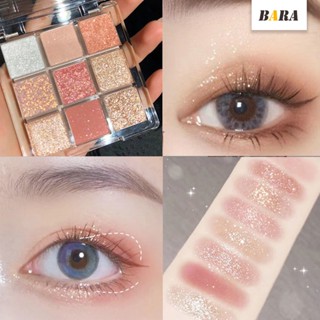 BARA Phấn Mắt, Bảng Phấn Mắt 9 Màu Ánh Nhũ, Màu Cam Lì, Tông Màu Hồng Bảng Mắt