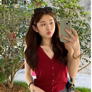 RUICHE áo gile nữ áo ba lỗ Thời trang hàn quốc cổ điển Fashion ins nhí nhảnh WMY24411TC 17Z240426