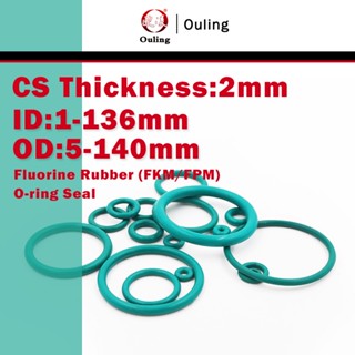 Ouling CS2mm Vòng chữ O ID1-136 OD5-140mm Cao su huỳnh quang xanh FKM Vòng niêm phong FPM Fluororubber Áp lực mài mòn dầu Chống ăn mòn