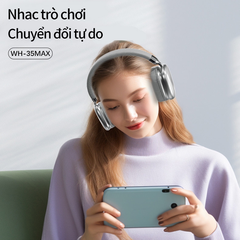 Tai nghe Bluetooth SPRISE WH35 bạc HiFi không dây chụp tai có Mic chơi game / Âm nhạc có thể gập lại qua tai Tai nghe thể thao TF / AUX | BigBuy360 - bigbuy360.vn