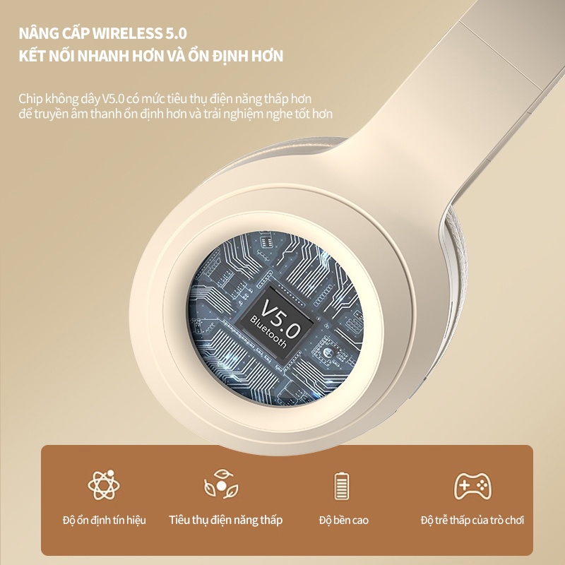 Tai nghe bluetooth SPRISE chụp tai không dây cao cấp đầy màu sắc chống tiếng ồn có thể gập lại Chơi game có Mic | BigBuy360 - bigbuy360.vn