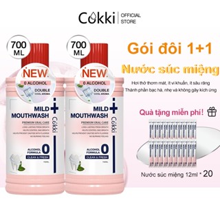 Cokki Nước súc miệng 700 ML*2. Giảm hôi miệng và vi khuẩn. Thành phần tự nhiên. Nước súc miệng nhẹ Cokki Size 700ml.
