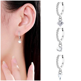 Bông tai kim cương nhỏ, trang sức đâm thủng nhân tạo pentagram thả zircon