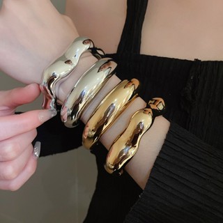 [Jewbeauty] Vòng tay hở sọc gợn sóng không đều Châu Âu và Hoa Kỳ Vòng tay khí chất cá tính retro đơn giản trang sức tay mới dành cho người phụ nữ