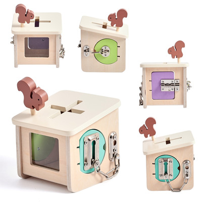 Ngôi nhà bận rộn bằng gỗ Montessori đa chức năng Giáo dục sớm Câu đố giải quyết thực hành và mở khóa trí não HouseToys cho trẻ sơ sinh
