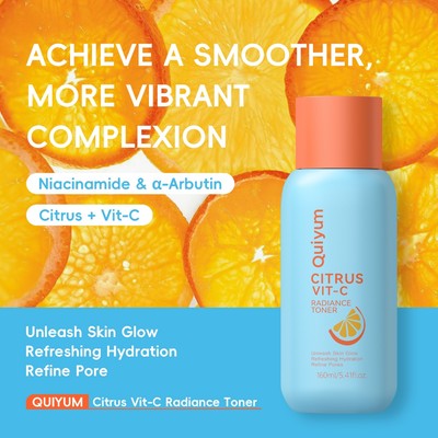 Quiyum Citrus Vitamin C Radiance Toner Làm săn chắc lỗ chân lông Làm sáng tông màu da Kiểm soát dầu 160ml