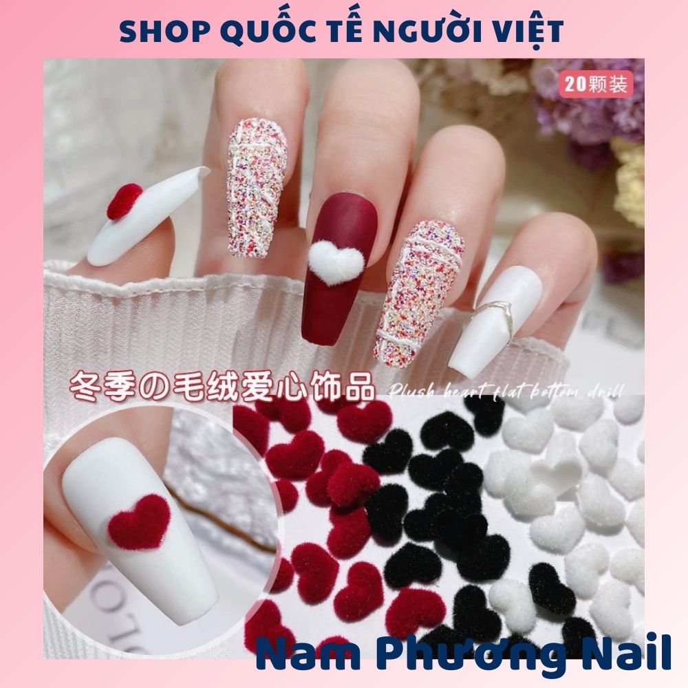 Set 20 Chiếc Phụ Kiện Đính Móng Tay Hình Trái Tim Mini Bằng Nhung, Phụ Kiện Nail 🌸 Nam Phương Nail 🌸
