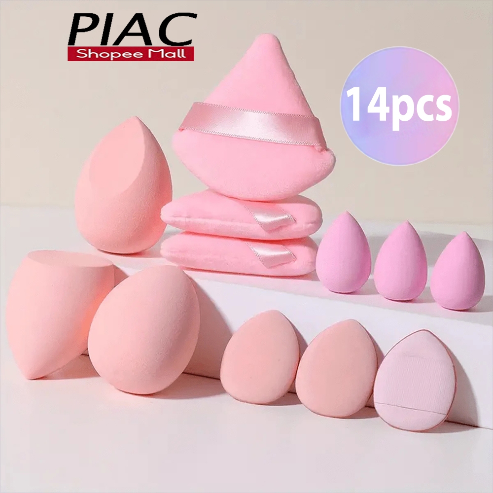  14 Miếng Mút Trang Điểm Mặt Đánh Nền PIAC Trứng Trang Điểm Nền Ướt Hình Oval   Dễ Sử Dụng 
