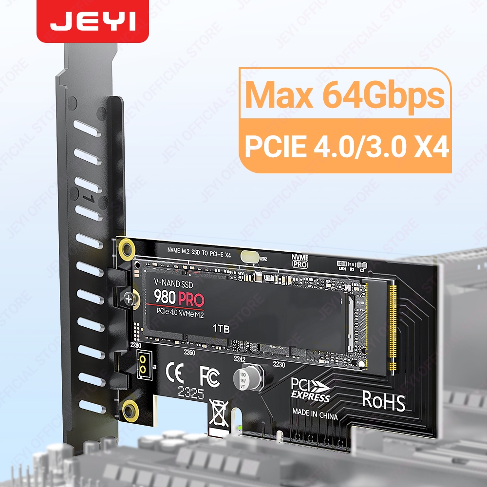 JEYI Thẻ Chuyển Đổi M.2 NVMe SSD sang PCIe 4.0 X1, 16Gbps Full Speed, mở rộng PCI-E Gen4 2280 SSD