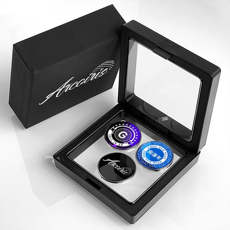 Golf Mark Metal Ball Mark Tùy Chỉnh Golf Hat Clip Mark Hộp Quà Tặng (3 Miếng Mark + 3 Kẹp Mũ) Phụ Ki