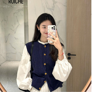 RUICHE Bộ Áo Len áo gile nữ Thời trang Popular Độc đáo trendy WSQ24924B3 40Z241001