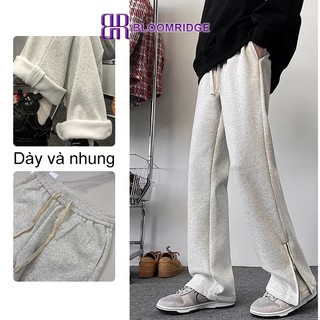 Bloomridge Quần ống thẳng nam dày lót lông cừu ấm áp giải trí rộng rãi