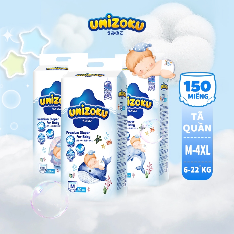 UMIZOKU Bé Unisex Tã Quần Vừa-XXXXL Quần Kéo Lên 50 Chiếc Mềm Thoáng Khí Quần Tã Cho Bé