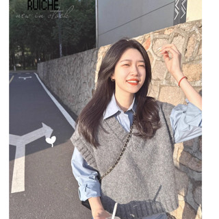 RUICHE Áo Len áo gile nữ  unique casual Thoải mái WMJ24924SD 40Z241001