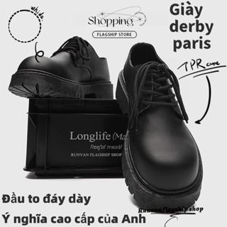 Paris Derby Giày Nam Cao Cấp Sense Anh Phong Cách Hồng Kông Trang Trọng Mặc Giày Da Mũi Tròn Nam Đế