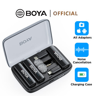 BOYA BOYALINK 2 micro không dây cài áo 3 in 1 mic thu âm lọc tiếng ồn Cho iPhone Android Camera