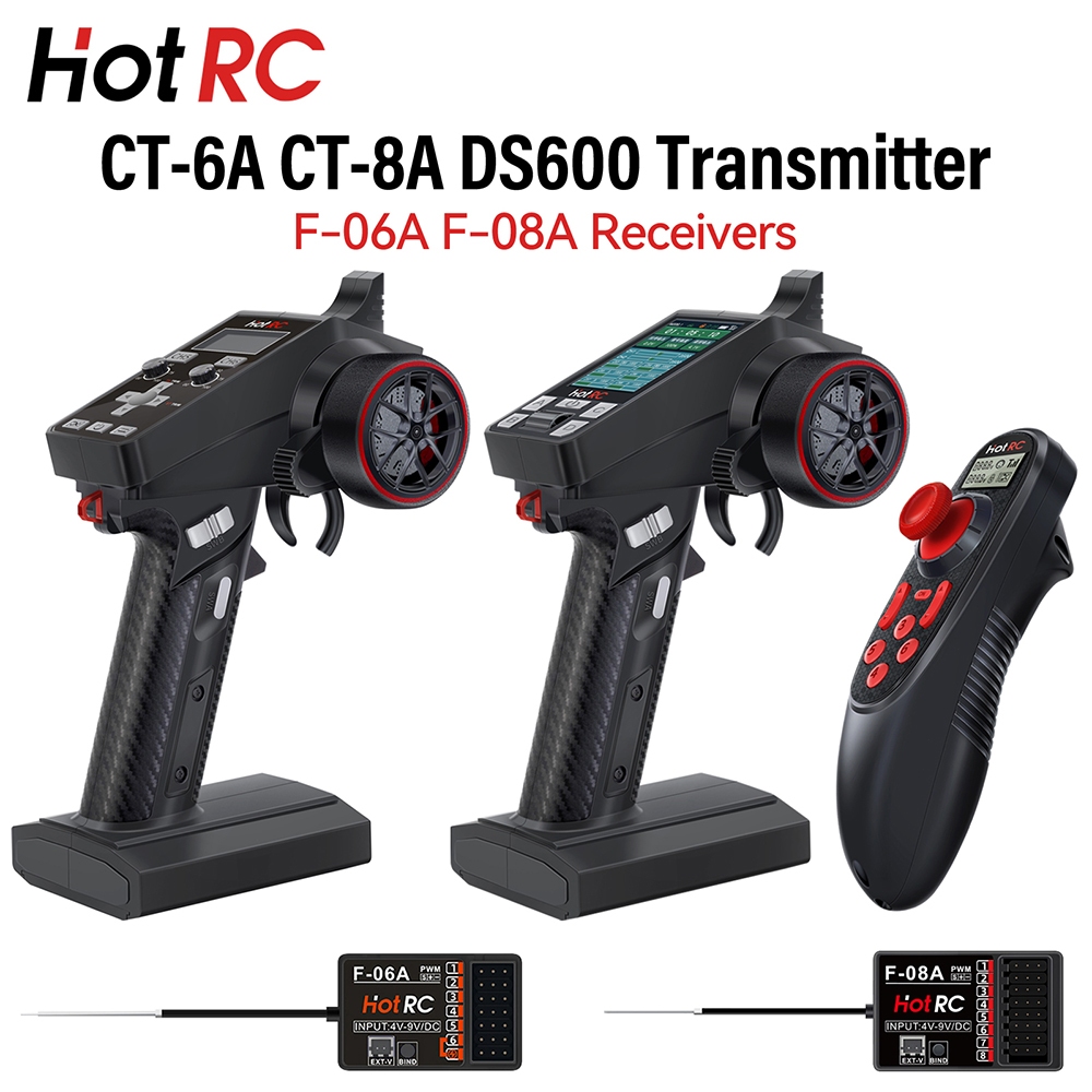 Bộ phát HotRC CT-6A CT-8A DS600 2.4GHz Hệ thống vô tuyến Bộ điều khiển từ xa với F-06A F-08A Bộ thu 