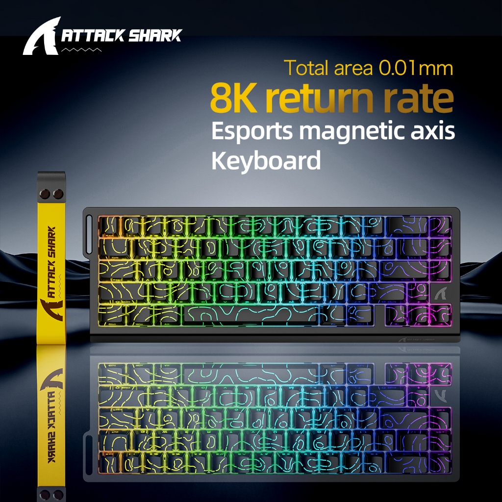 Bàn phím cơ Attack Shark X68HE RGB 8K, Công tắc từ tính, Độ chính xác RT 0,01mm, Tốc độ quét 128K, B