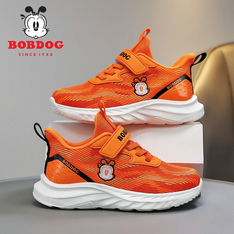 Giày Trẻ Em Bobdog 2025 Phong Cách Mới Lưới Thoáng Khí Bé Trai Giày Thể Thao Đế Mềm Nhẹ Velcro Chống