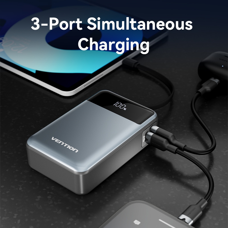 Vention 20000mAh Power Bank tích hợp cáp USB-C 65W PD Màn hình kỹ thuật số sạc nhanh | BigBuy360 - bigbuy360.vn