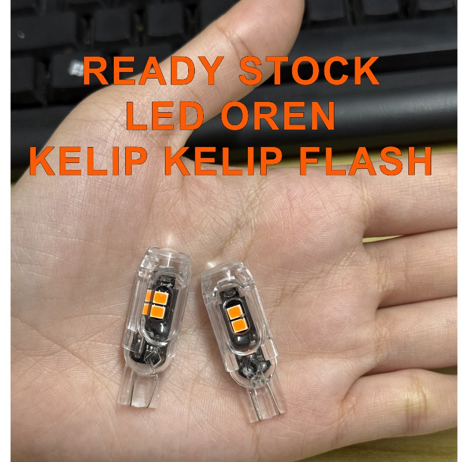 2 chiếc led kelip kelip oren led flash t10 saiz t10 flash