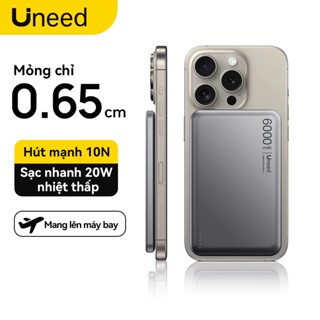 UNEED Mini Cục Sạc Dự Phòng 12000mAh Hút Từ Mạnh – Sạc Không Dây Phone, Siêu Mỏng 0.65cm, 20W, sạc dựng phòng