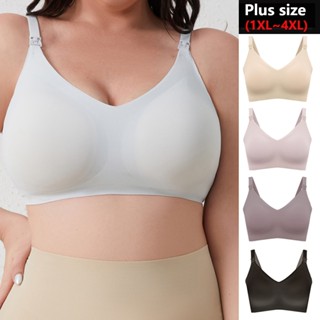 [1xl ~ 4XL SZIE] Áo ngực bà bầu cỡ lớn để cho con bú, áo ngực nút trước cốc đầy đủ, không dây, quần áo cho con bú đẩy lên