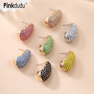 Pinkdudu Nữ Kim Cương Giả Giọt Nước Hình Bông Tai Châu Âu Mỹ Phóng Đại Hình Học Bông Tai PD2190