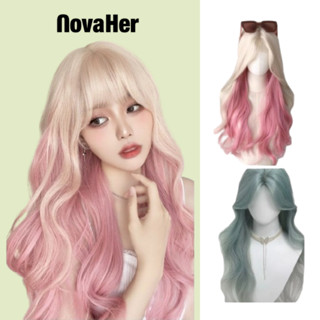 Tóc Giả Nữ Màu Gradient bạch kim/xanh bạc/Xám nâu/Golden Tóc Xoăn Dài Sóng Lớn Tính Lolita 30-75CM