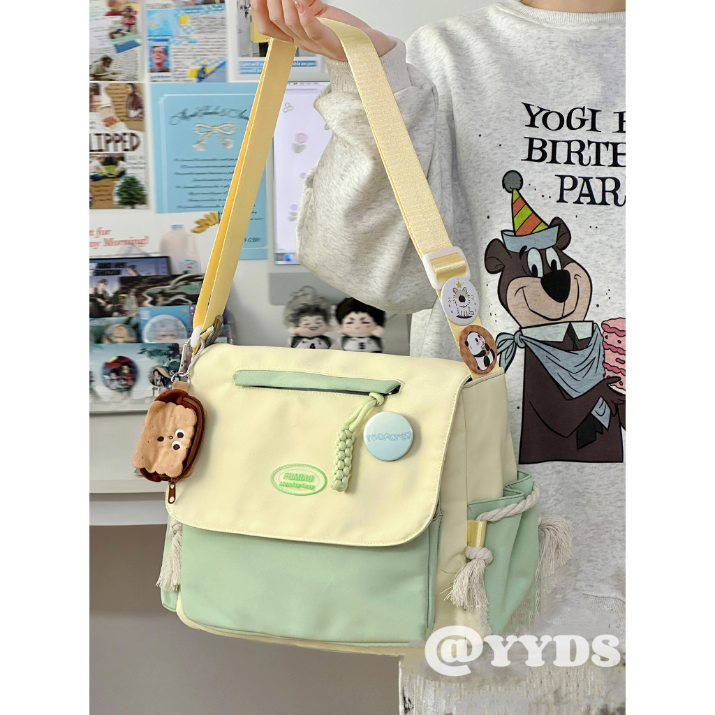 Túi đeo vai nylon thời trang phong cách Hàn Quốc sức chứa lớn thiết kế đa chức năng nam nữ với túi đeo vai bên vải canvas