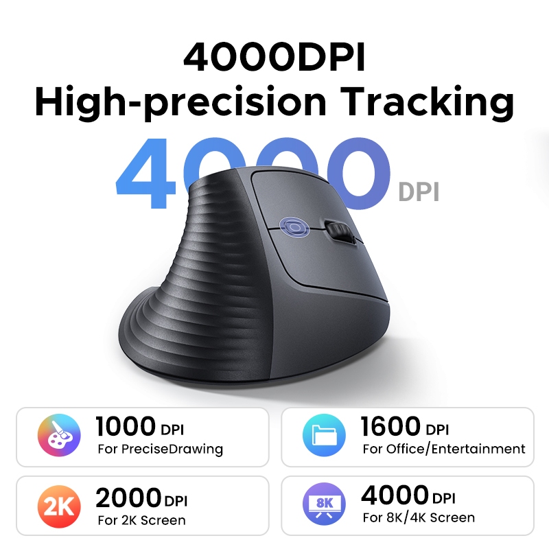 Ugreen Dọc 4000DPI 2.4G Chuột Nhấp chuột im lặng không dây tiện dụng 4 tốc độ có thể điều chỉnh 10M truyền ổn định | BigBuy360 - bigbuy360.vn