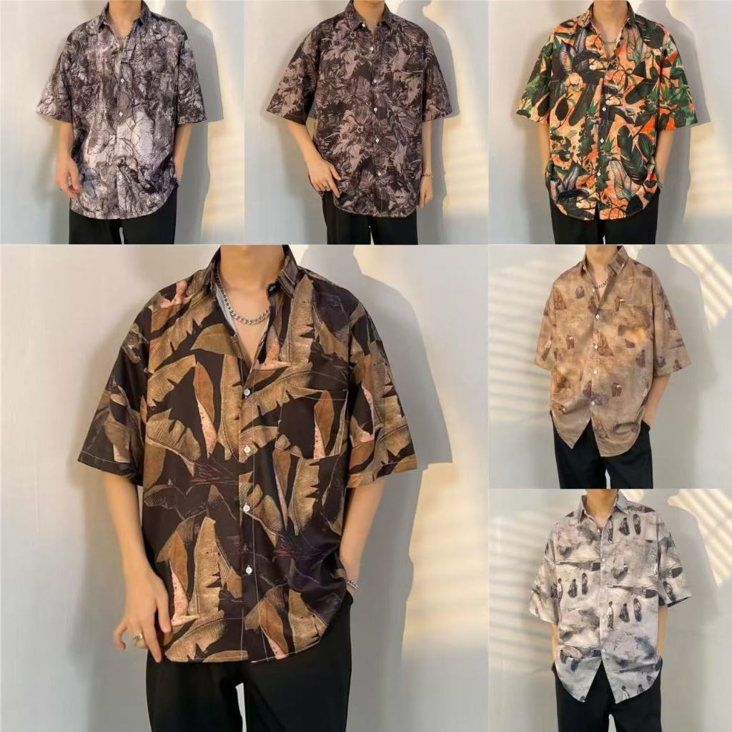 M-3XL Nam Retro Hoa Hawaii Áo Sơ Mi Nam Tay Ngắn M-3XL 100 Loại 2