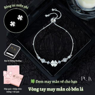 【mua một tặng một Vòng Tay Nữ, Lắc tay cỏ 4 lá may mắn thiết kế dây rút, vòng tay titan nữ không gỉ cỏ bốn lá phù hợp đeo đi học,đi làm,quà tặng, vòng tay cỏ 4 lá dễ dàng điều chỉnh kích thước