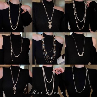  Thời trang mới của Hàn Quốc ngọc trai vòng cổ khí chất dài mặt dây chuyền cổ trang trí 100 phù hợp với áo len phụ kiện 