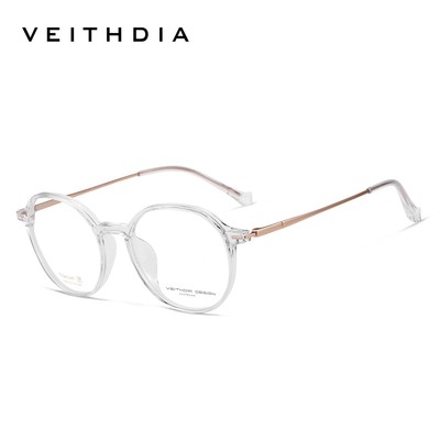 Veithdia Titan Retro Kính Mắt Dành Cho Nam Nữ Với Kính Tròn Chống Ánh Sáng Xanh Khung Thời Trang V7168