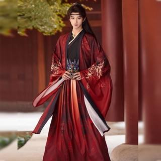 Nam Truyền Thống Quần Áo Váy Phù Hợp Với Chính Hãng Hanfu In Hình Đen Đỏ Váy Dài Áo Hàng Ngày Cổ Phù Hợp Với