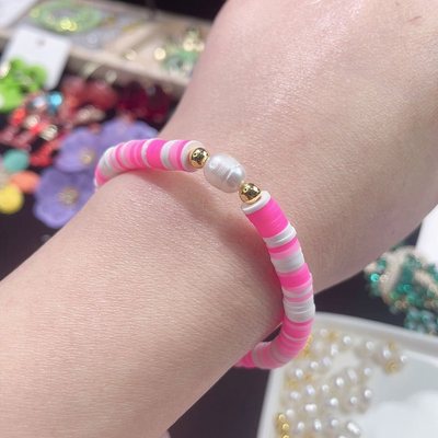 Pinkdudu Phong Cách Bohemian Mềm Gốm Màu Vòng Tay Cá Tính Tính Khí Ngọc Trai Handmade Hạt Vòng Tay PD2193