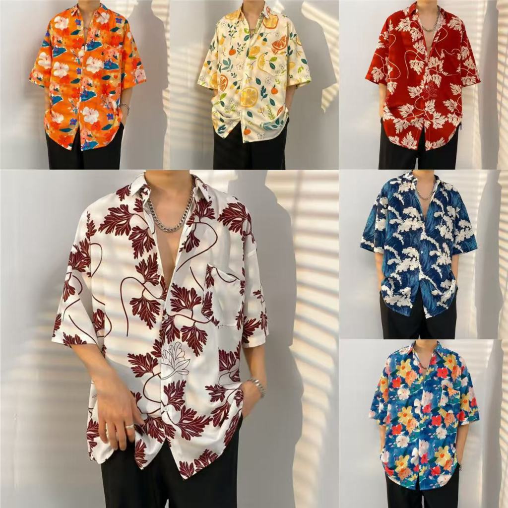 M-3XL Nam Retro Hoa Hawaii Áo Sơ Mi Nam Tay Ngắn M-3XL 100 Loại 2